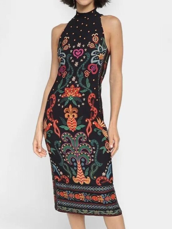 FARM Rio Dresses & Skirts - FARM RIO Beleza Tropical Ribbed Midi Dress